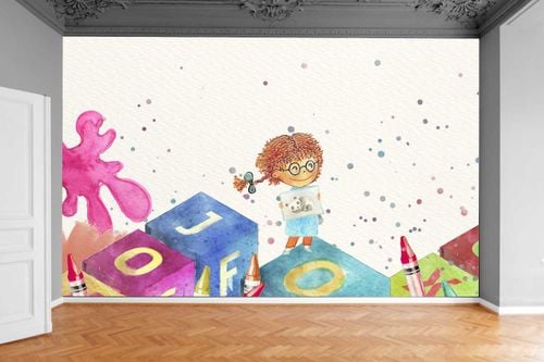 Fototapeta KREDKI ALFABET KLOCKI 3D 370x250 na Arena.pl