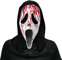Straszna Maska Krzyk Halloween Kaptur Lateksowa Przebranie Kostium Czarna