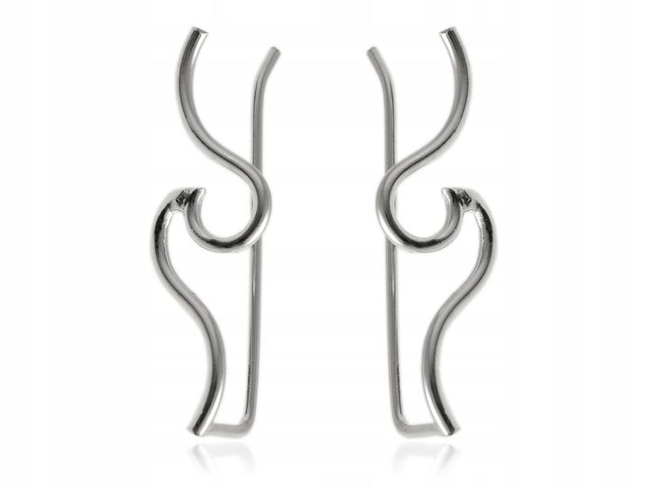 NAUSZNICE SREBRNE KOLCZYKI FALE DRUCIKI WAVE kn187 zdjęcie 1