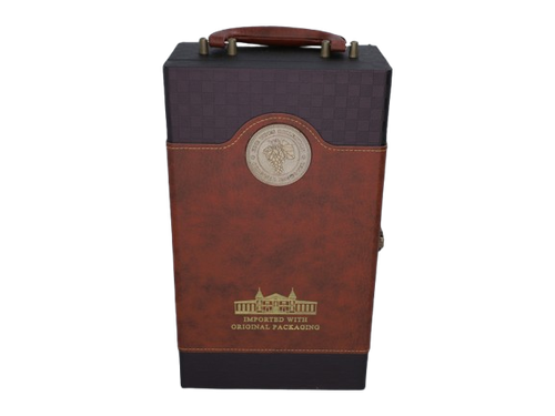 Walizka na Wino z Akcesoriami Brązowa na 2 Butelki Zestaw Prezentowy na Arena.pl