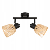 LAMPA SUFITOWA Z PLECIONEGO BAMBUSU 2 KLOSZE Ø 17 CM WYM 28X17X18 CM