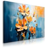 Obraz Do Sypialni Pomarańczowe Kwiaty Malarstwo Abstrakcja 120cm x 80cm