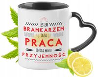 Dla Bramkarza Kubek Czarny Z Uszkiem W Kształcie Serca Na Prezent