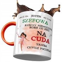 Kubek Pomarańczowy Dla Szefowej Prezent Z Nadrukiem Ze Zdjęciem