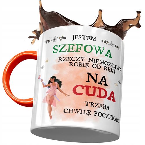 Kubek Pomarańczowy Dla Szefowej Prezent Z Nadrukiem Ze Zdjęciem na Arena.pl