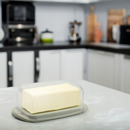 PLASTIKOWA MASELNICA KOLOR BEŻ Z POKRYWĄ POJEMENIK NA MASŁO na Arena.pl