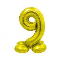 balon foliowy cyfra stojąca 9 złota 72 cm