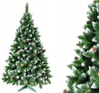 DUŻA CHOINKA SZTUCZNA SOSNA DIAMENTOWA Z SZYSZKAMI 220 cm PREMIUM