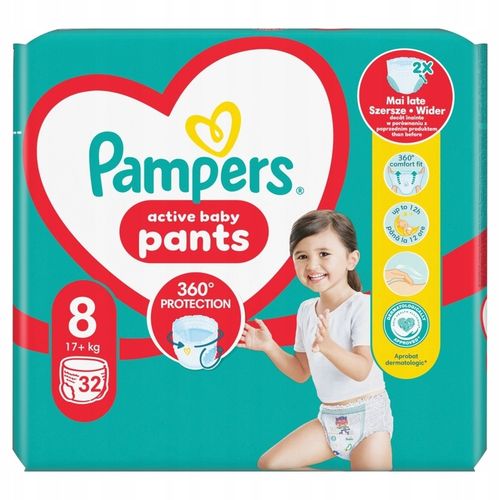 Zestaw Pampers Pants Pieluchomajtki, 19kg+, rozmiar 8, 2 x 32 szt + GRATIS na Arena.pl