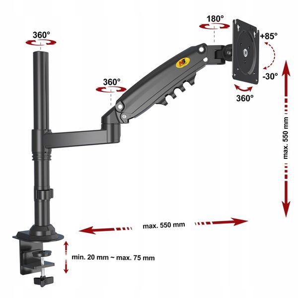 Biurkowy Obrotowy Uchwyt do Monitora TV LCD 17-27 zdjęcie 5