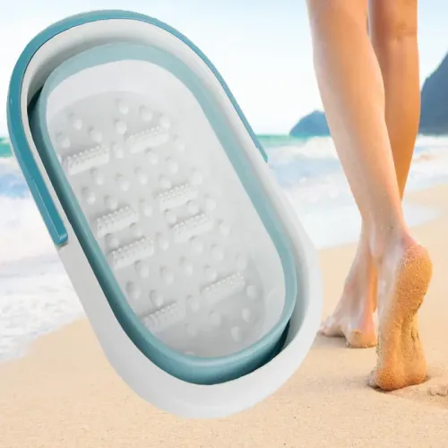 Miska do masażu stóp składana niebieska silikonowa z wypustkami na Arena.pl