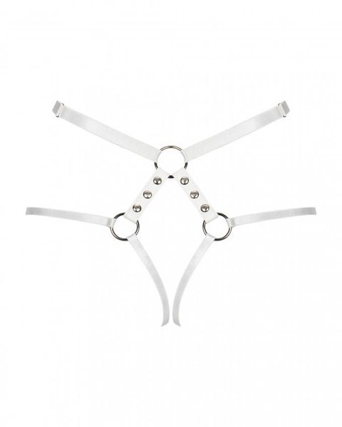 Biała, Skórzana Uprząż - Obsessive A758 S/M/L zdjęcie 4