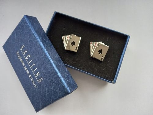 Srebrne spinki do mankietów koszul EXC Karty do Gry Cztery Asy na Arena.pl