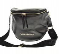 Laura Biaggi - duża nerka saszetka listonoszka czarny groszek błysk KB12