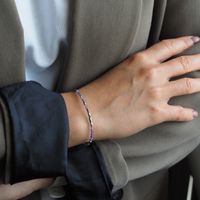 Bransoletka urodzeniowa luty - ametyst, hematyt i srebro