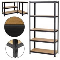 REGAŁ MAGAZYNOWY METALOWY WZMOCNIONY DO GARAŻU PIWNICY CZARNY 5PÓŁEK