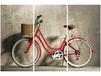 60 90CM OBRAZ 3 ELEM CZERWONY ROWER DRUK PŁÓTNO RAMA