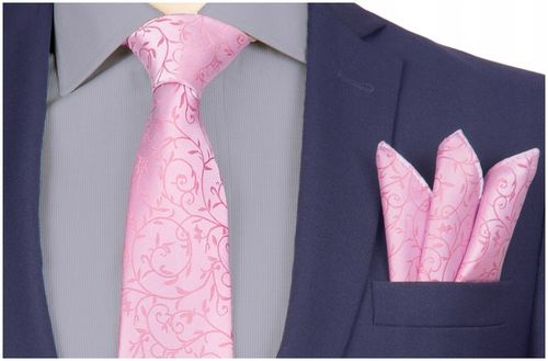 ŻAKARDOWY KRAWAT + POSZETKA Wypustka Męska do Garnituru Mikrofibra na Arena.pl