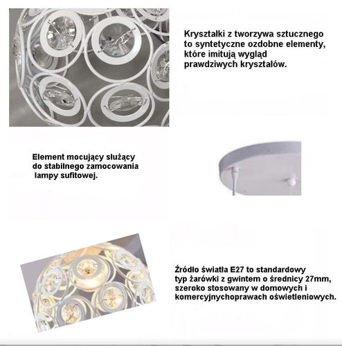 Lampa sufitowa z ażurowymi kloszami kryształkami wisząca AT10-3SZ-White na Arena.pl