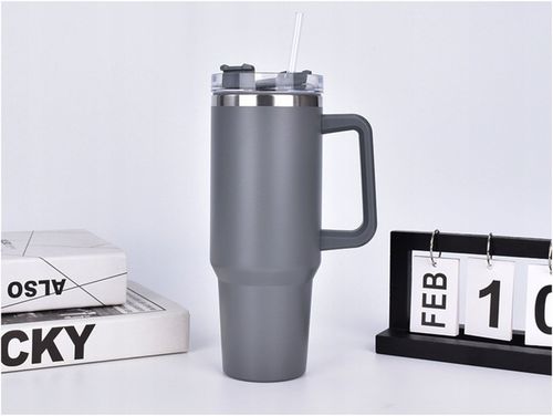 MagiCook KUBEK TERMICZNY SZARY 1200 ML ZE SŁOMKĄ STYLE USA Szarość na Arena.pl