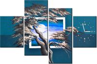 120CM 80CM ZEGAR 4 ELEM LAZUROWY ZACHÓD SŁOŃCA OBRAZ ŚCIENNY