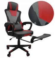 Fotel biurowy gamingowy dla graczy KG100 + podnóżek czerwony + czarny