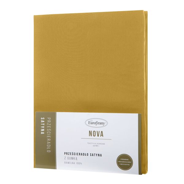 Prześcieradło satynowe z gumką NOVA3 100x200 Eurofirany musztardowy zdjęcie 2