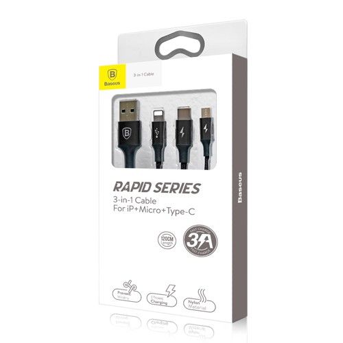 Baseus Kabel Rapid USB 3w1 Micro Usb + USB C + Lighting na Arena.pl