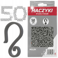 HACZYKI DO RYNNY NA LAMPKI I OZDOBY ŚWIĄTECZNE SZARY 4,4x2,5CM 100szt.
