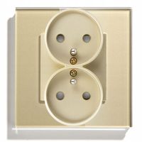 GNIAZDKO GNIAZDO SZKLANE PODWÓJNE GNIAZDKA KONTAKTY ZŁOTE BEŻOWE 1F