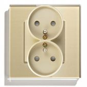 GNIAZDKO GNIAZDO SZKLANE PODWÓJNE GNIAZDKA KONTAKTY ZŁOTE BEŻOWE 1F