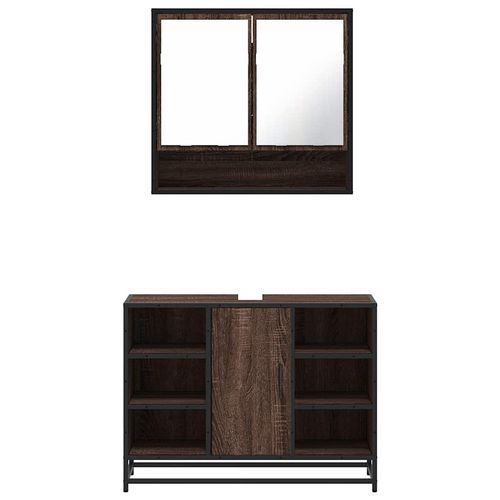 2-częściowy zestaw mebli łazienkowych, brązowy dąb na Arena.pl