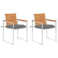Krzesła ogrodowe z poduszkami, 2 szt., drewno akacjowe i stal