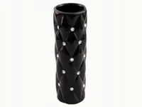 Czarny wazon pikowany kryształy cyrkonie glamour