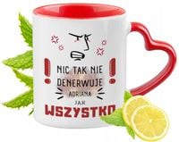 Dla Adriana Kubek Czerwony Z Uszkiem W Kształcie Serca Na Prezent