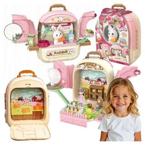Królik w plecaku DOMKU różowy farma ogródek dla dzieci 3w1 dla 3 latki na Arena.pl