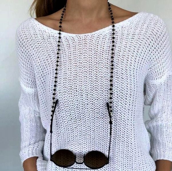 Elegancki Czarny Łańcuszek Do Okularów Koraliki zdjęcie 8