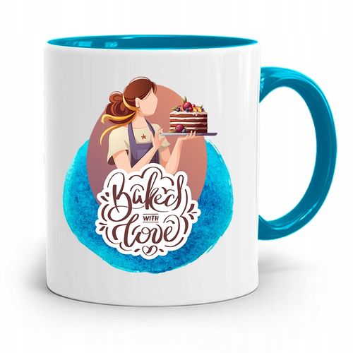 Kubek Błękitny Dla Piekarza Baked With Love Z Nadrukiem Ze Zdjęciem na Arena.pl