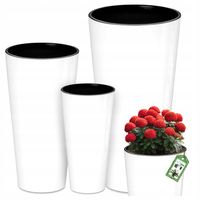 ZESTAW 3x DONICZKI BIAŁE POŁYSK DONICE OGRODOWE BALKONOWE KWIETNIK + WKŁADY