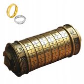 RETRO ZAMEK SZYFROWY DA VINCI KOD CRYPTEX +PIERŚCIENIAMI MINI PREZENT