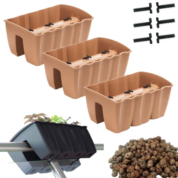 3x Skrzynka na balustradę DCRO400, Doniczka balkonowa + keramzyt 5l zdjęcie 1