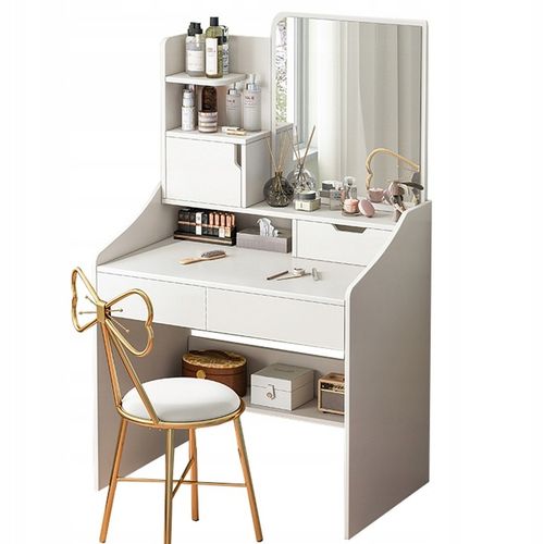 TOALETKA Z LUSTREM BIAŁA MAKIJAŻU GLAMOUR Z SZUFLADAMI SKANDYNAWSKA MODERN na Arena.pl
