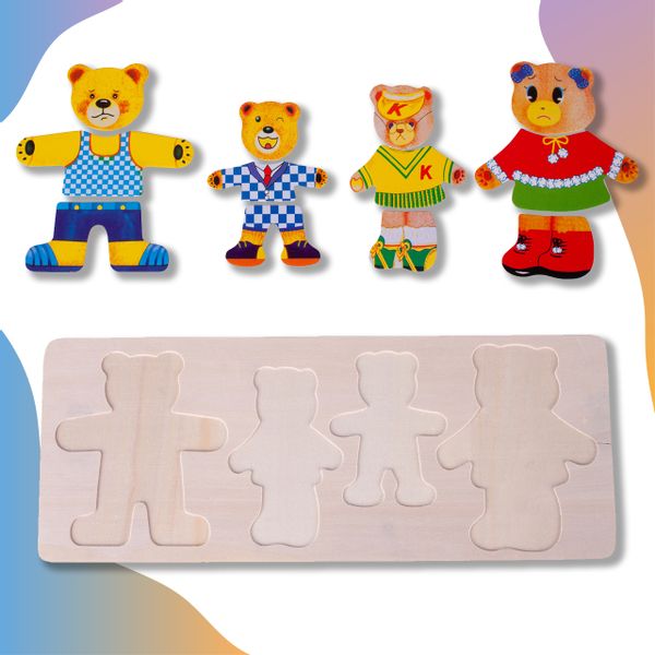 Ubieranie Misia Klocki Drewniane Układanka zdjęcie 9