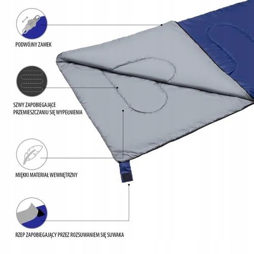 Śpiwór turystyczny POD NAMIOT kołdra 190x75cm ODPORNA POWŁOKA 5-15 STOPNI na Arena.pl