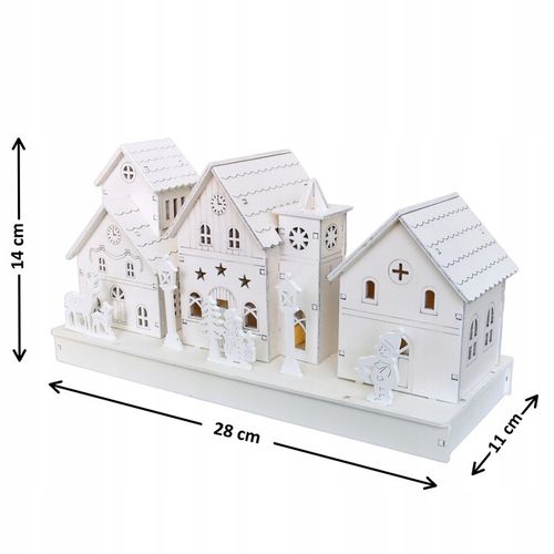 Drewniane białe domki z oświetleniem LED 14x28 cm na Arena.pl