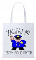 Dla Policjanta Policjantki Torba Eco Biała Shopper Z Nadrukiem Ze Zdjęciem