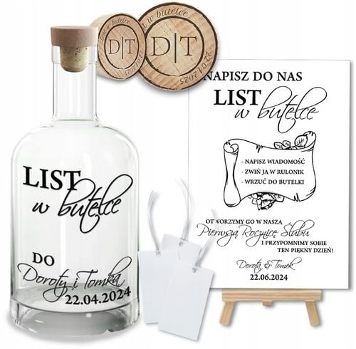 Księga Gości Butelka LIST W BUTELCE Wesele Ślub Chrzest Komunia z GRAWEREM na Arena.pl