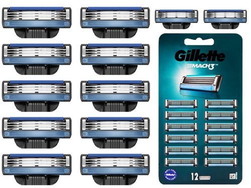 WKŁADY DO MASZYNKI GILLETTE MACH 3 NOŻE OSTRZA DO MASZYNKI MACH3 x12 na Arena.pl