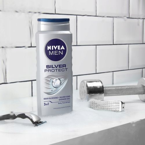 NIVEA MEN SILVER PROSTECT Żel pod prysznic do mycia męski zestaw 4 x 500ml na Arena.pl
