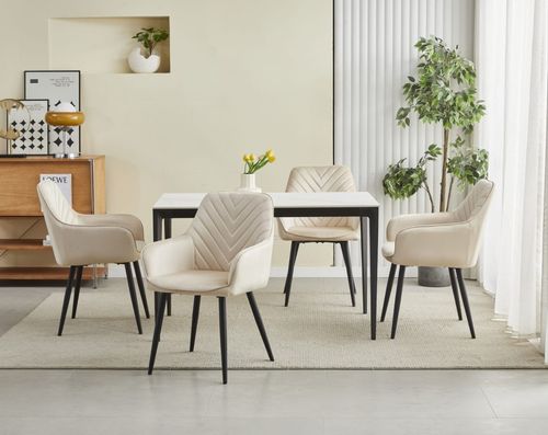 Krzesło NANA - beż aksamit / nogi czarne x 2 na Arena.pl